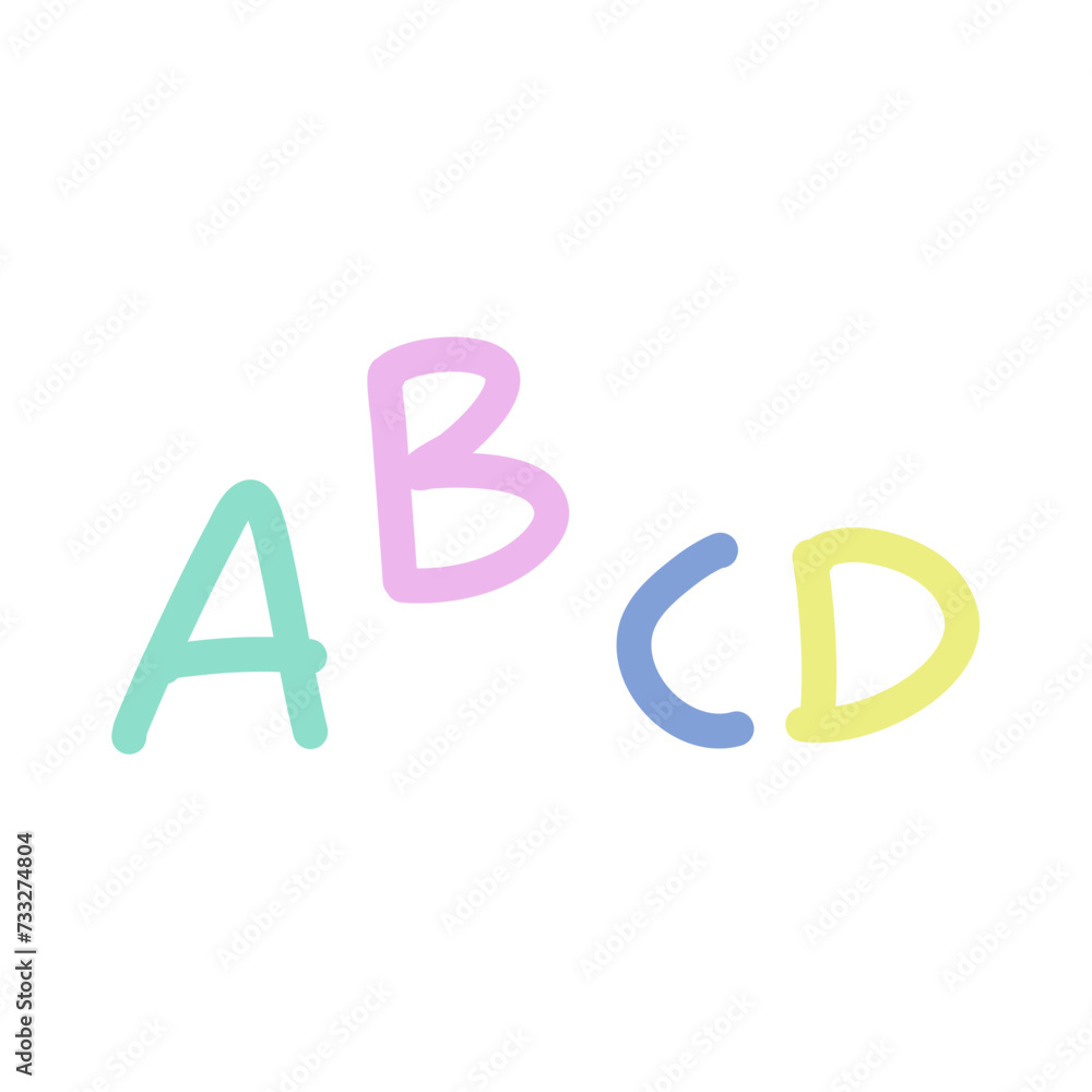 Hand drawn doodle ABCD 