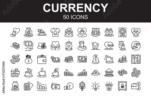 Currency Icon Set Line Style