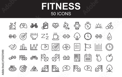 Fitness Icon Set Line style