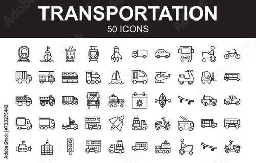 Transportation Icon Set Line Style