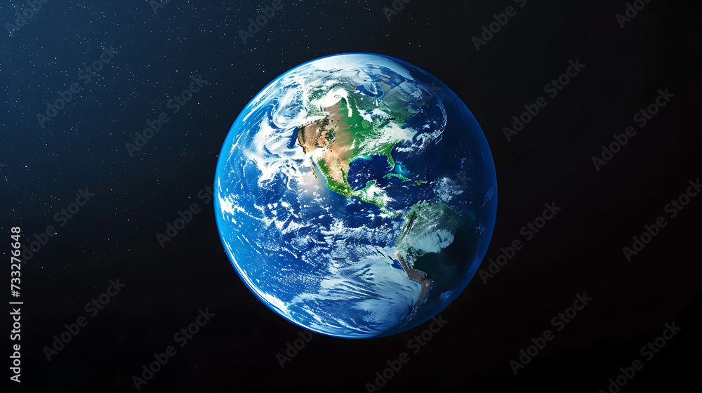 An awe-inspiring view of the entire planet Earth from space, showcasing its majestic blue oceans, lush green continents, swirling white clouds An awe-inspiring view of the entire planet Earth from space, showcasing its majestic blue oceans, lush green continents, swirling white clouds