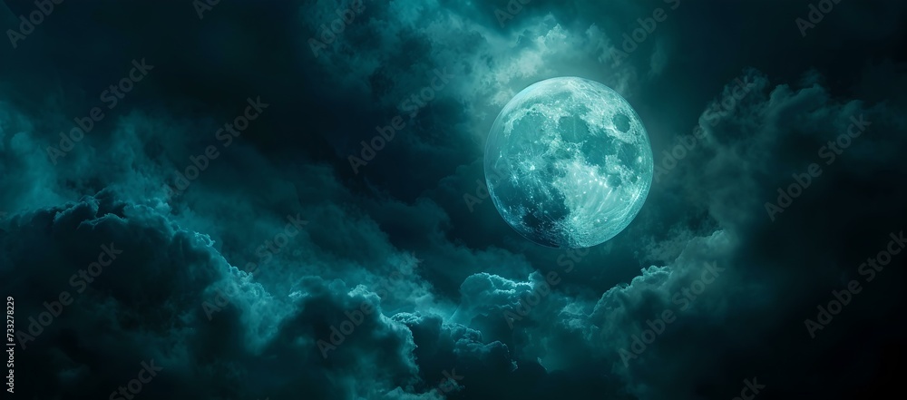 Eerie full moon illuminating night sky amidst dark clouds. mystery and fantasy concept, perfect for book covers. high-quality nighttime image. AI Eerie full moon illuminating night sky amidst dark clouds. mystery and fantasy concept, perfect for book covers. high-quality nighttime image. AI