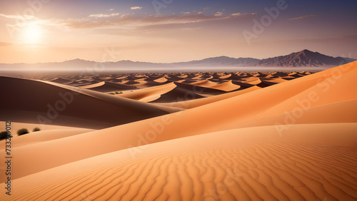 illustration of sunset in the desert