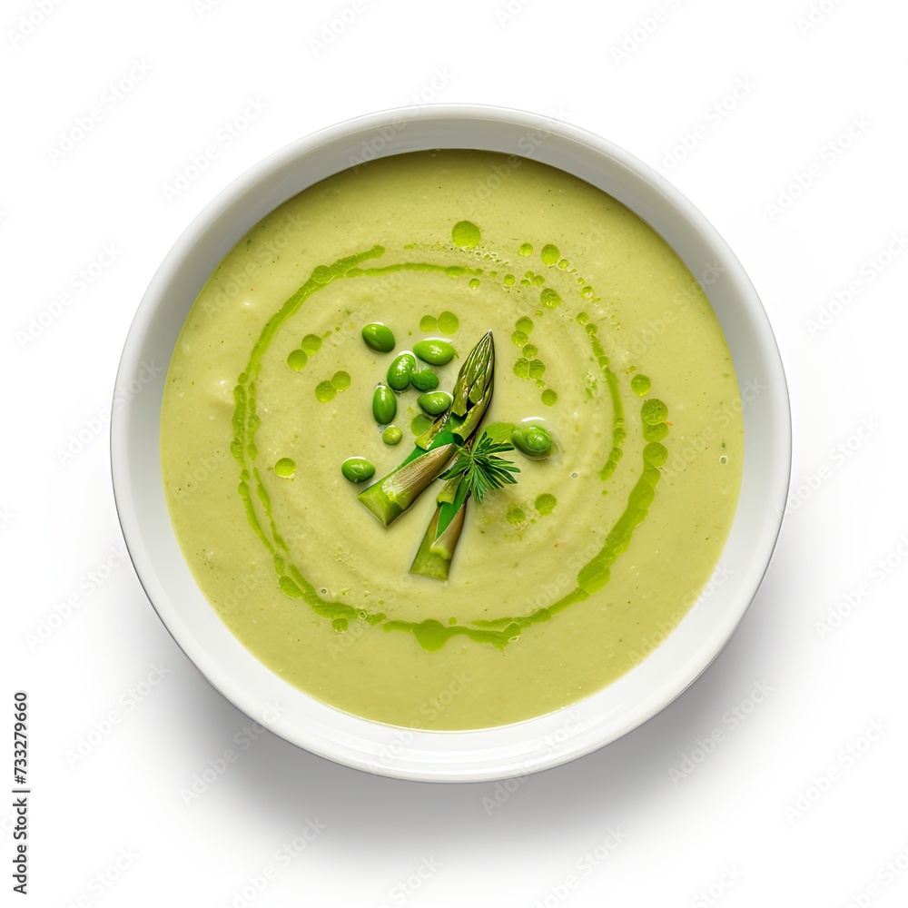 Asparagus soup closeup isolated on white background Asparagus soup closeup isolated on white background