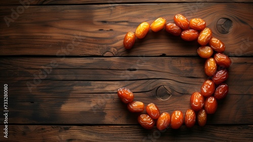 Dried dates fruit a crescent moon photo