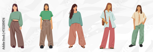 Frauen in Oversize Sommerkleidung // Minimalistische Vektor Illustrationen