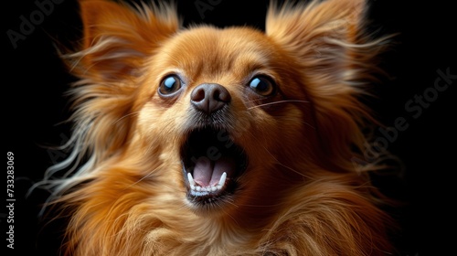 a dog with it's mouth open and it's mouth wide open with it's mouth wide open. photo