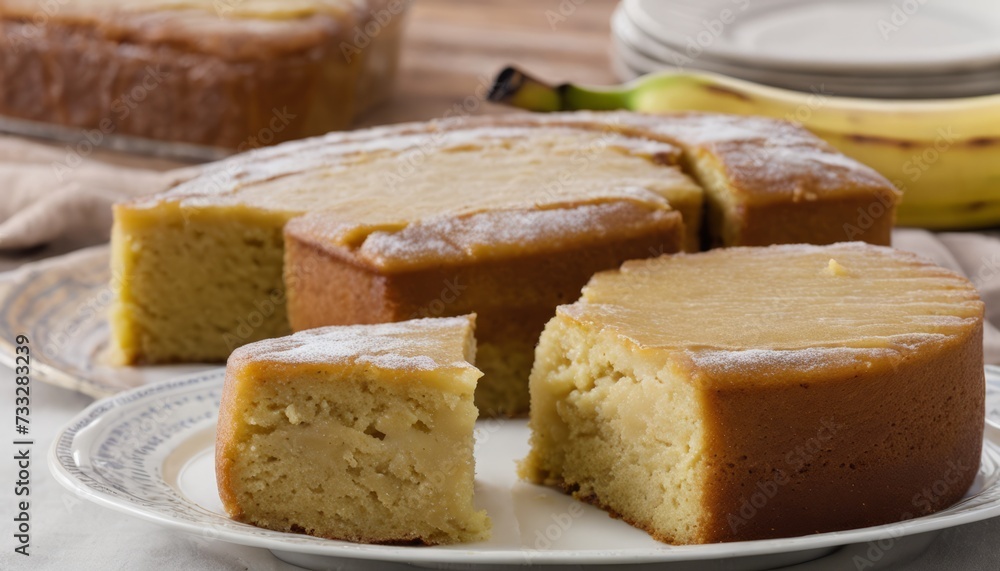 A plate of sliced banana bread