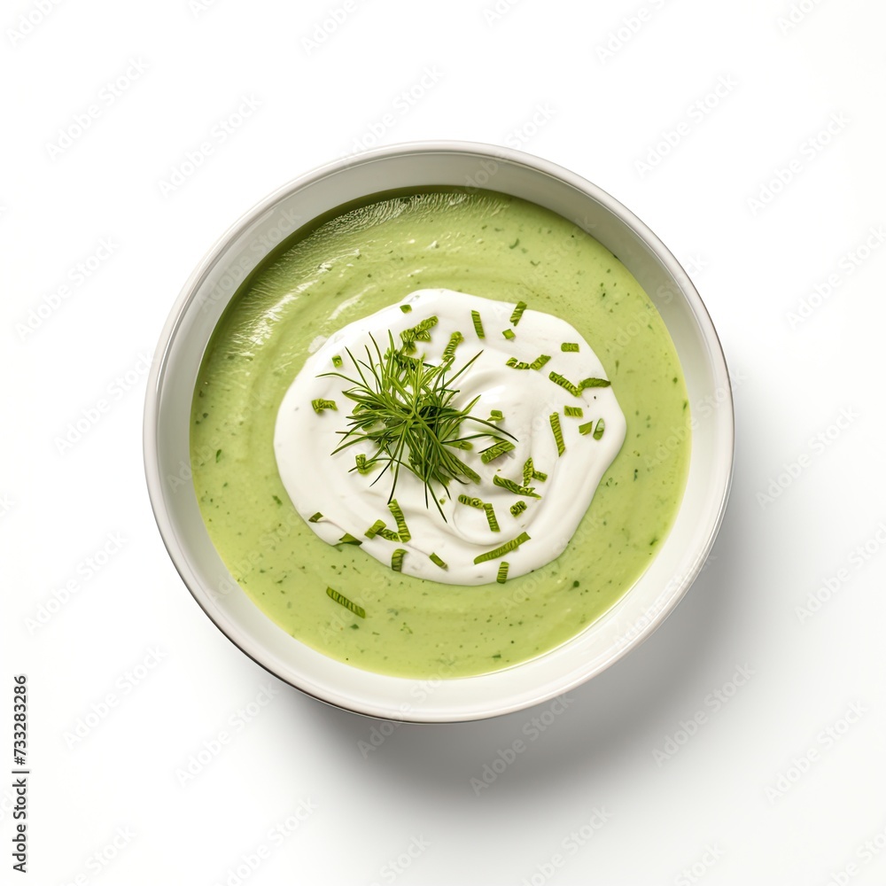 Asparagus soup closeup isolated on white background Asparagus soup closeup isolated on white background