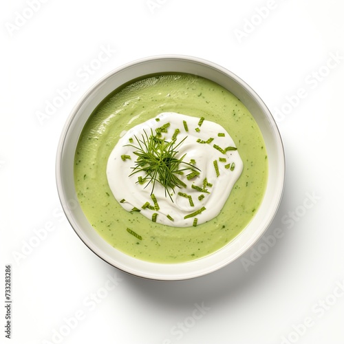 Asparagus soup closeup isolated on white background