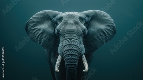 a close up of an elephant's face with its tusks and tusks sticking out of the water. photo