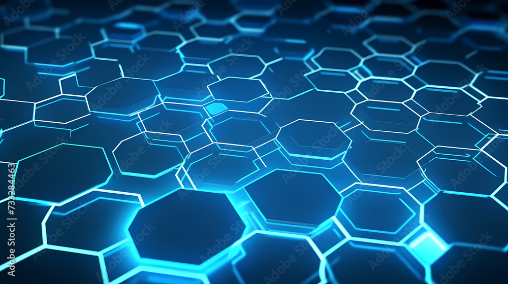 Digital technology hexagon cyber security concept, blue technology background Digital technology hexagon cyber security concept, blue technology background