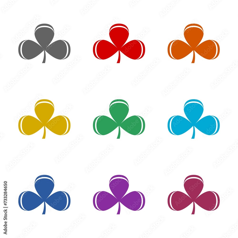 Shamrock icon or logo icon isolated on white background. Set icons colorful Shamrock icon or logo icon isolated on white background. Set icons colorful