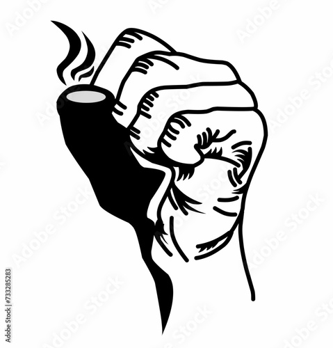 illustration of a black outline of a clenched hand in vector format