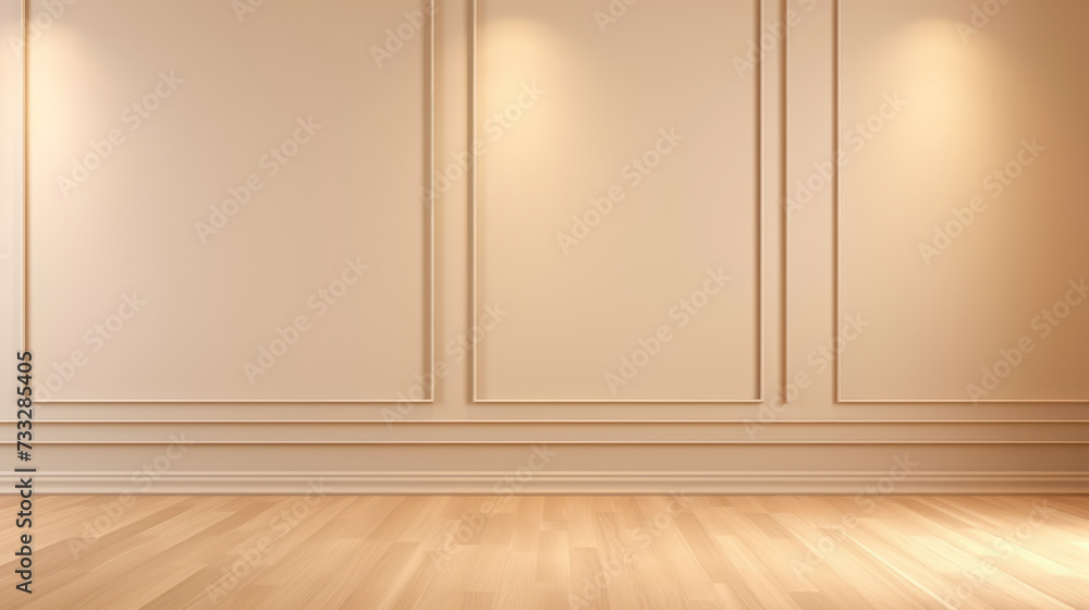 Empty white paneling wall background, classical design, with light colored floors. Mock up Empty white paneling wall background, classical design, with light colored floors. Mock up