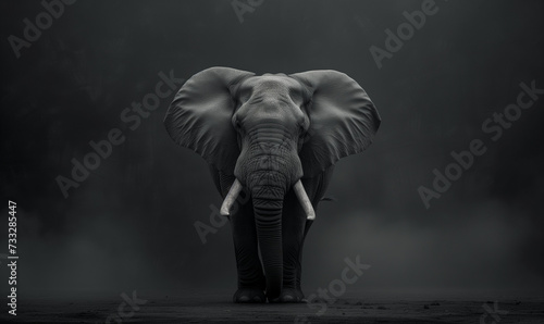 Majestic Elephant Captured in a Professional Photography Studio: A Portrait of Nature's Grandeur Against a Controlled Black Backdrop with Softbox Lighting, Showcasing the Art of Wildlife Photography © augenperspektive