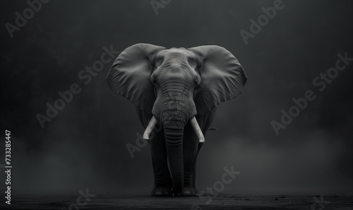 Majestic Elephant Captured in a Professional Photography Studio: A Portrait of Nature's Grandeur Against a Controlled Black Backdrop with Softbox Lighting, Showcasing the Art of Wildlife Photography