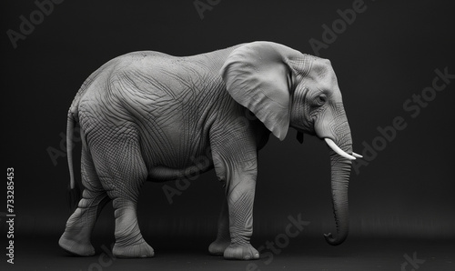 Majestic Elephant Captured in a Professional Photography Studio: A Portrait of Nature's Grandeur Against a Controlled Black Backdrop with Softbox Lighting, Showcasing the Art of Wildlife Photography