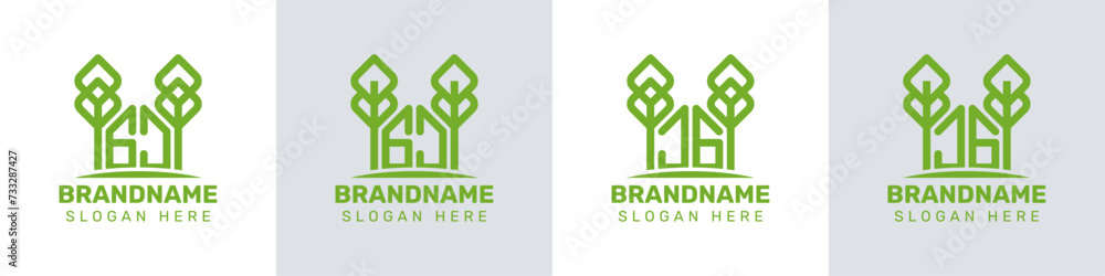 Letters GJ and JG Greenhouse Logo, for business related to plant with GJ or JG initials Letters GJ and JG Greenhouse Logo, for business related to plant with GJ or JG initials