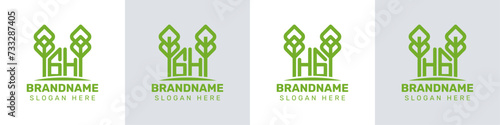 Letters GH and HG Greenhouse Logo, for business related to plant with GH or HG initials