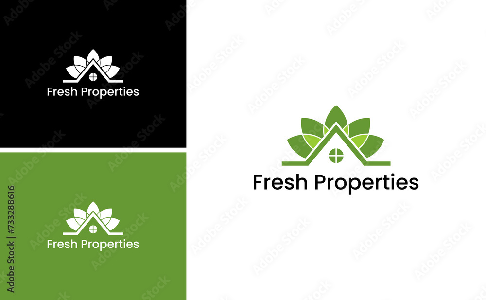 Green fresh house properties logo vector Green fresh house properties logo vector