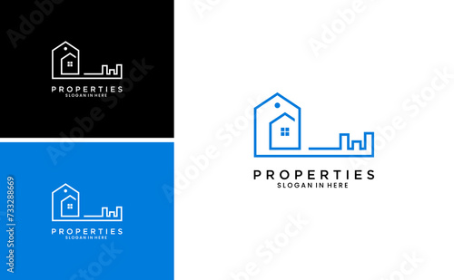 Lock House secure logo design, smart key home property vector template