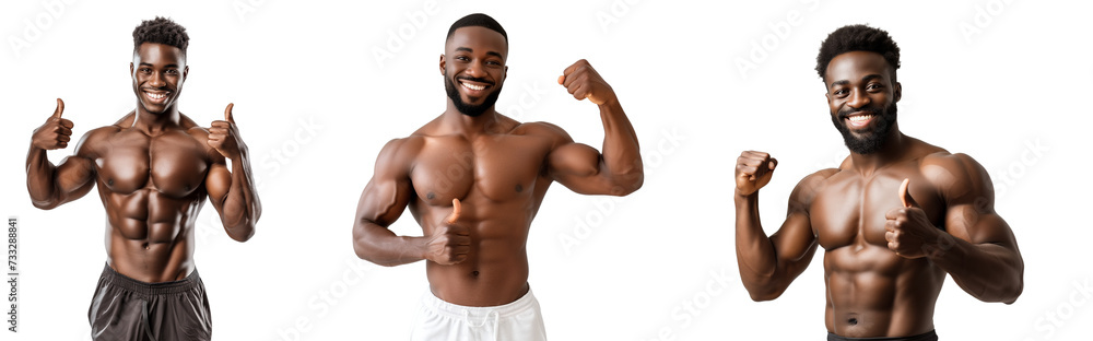 happy muscular young man smiling standing. collection Isolated on transparent background