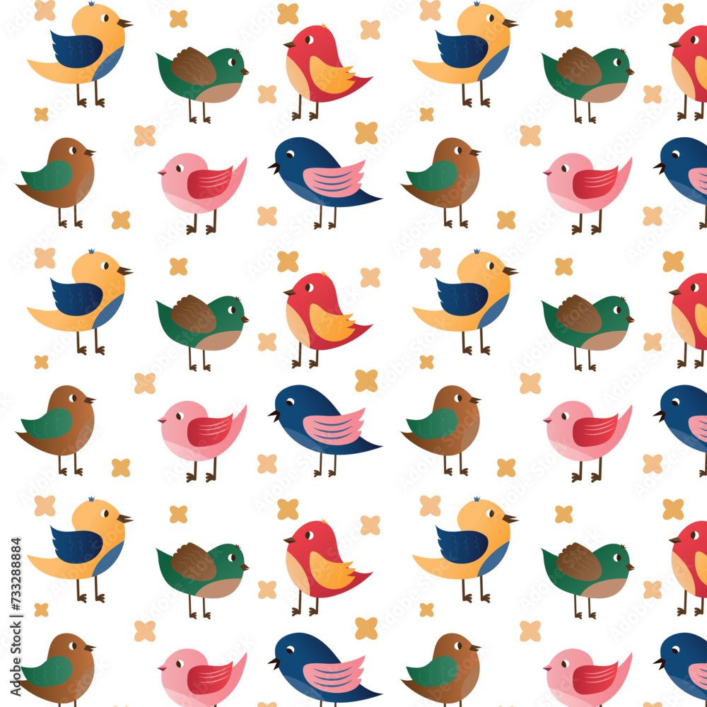 Fototapeta premium pattern with different bright birds