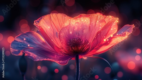 a close up of a pink flower with drops of water on it's petals and a blurry background. photo