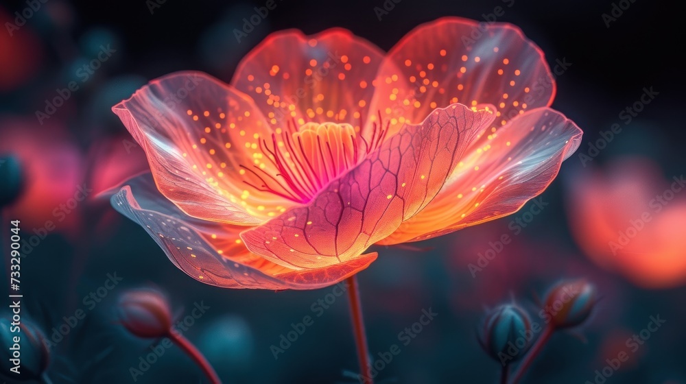 a close up of a flower with a blurry image of the center of the flower and the petals in the background. a close up of a flower with a blurry image of the center of the flower and the petals in the background.
