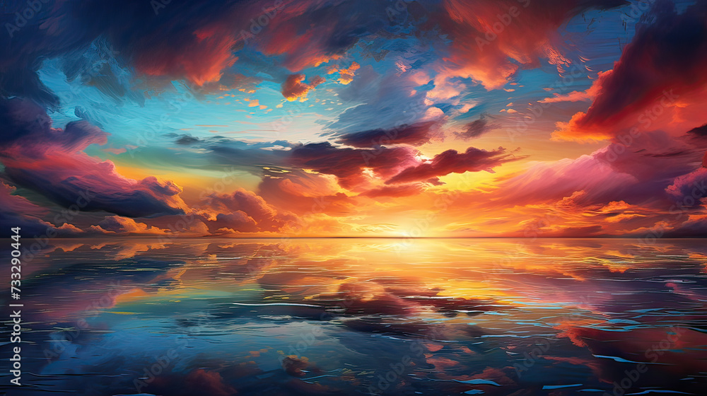 Fototapeta premium Mystical Sunset Sky Drift Background Ai Generative