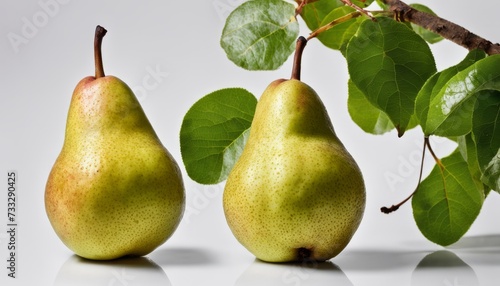 Three pears are on a white background