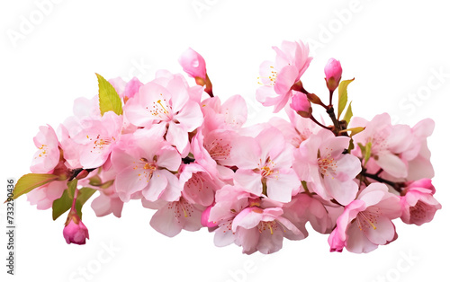 Full Bloom of Pink Cherry Blossoms Isolated on Transparent Background PNG.