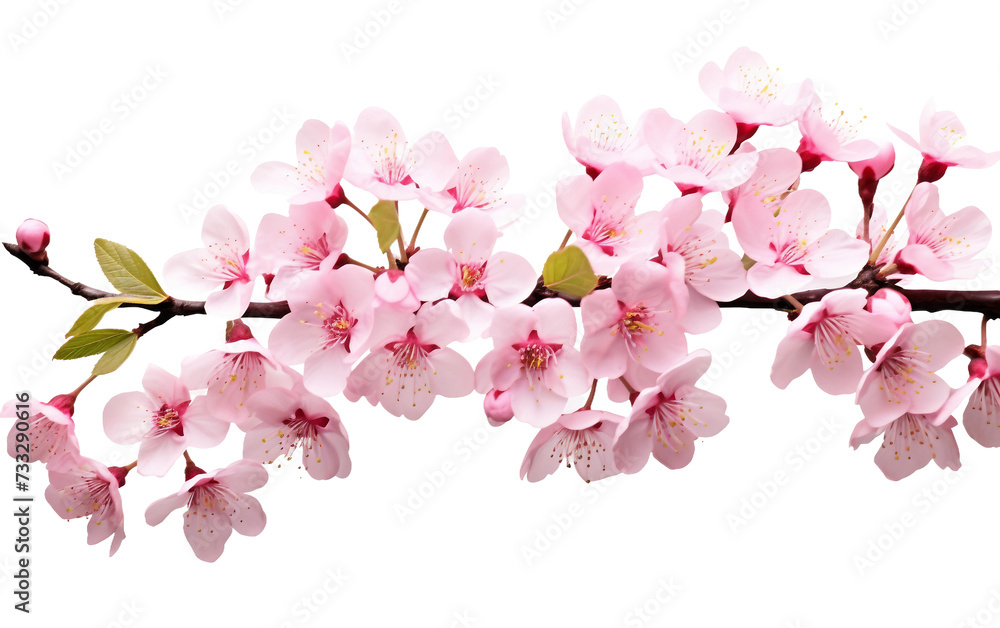 Pink Cherry Blossoms Bursting in Full Bloom Isolated on Transparent Background PNG.