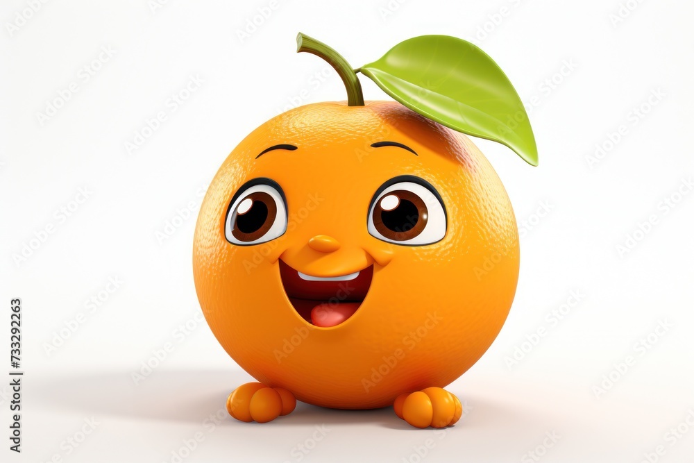 3D orange funny cartoon character with eyes on neutral background Generative AI Illustration