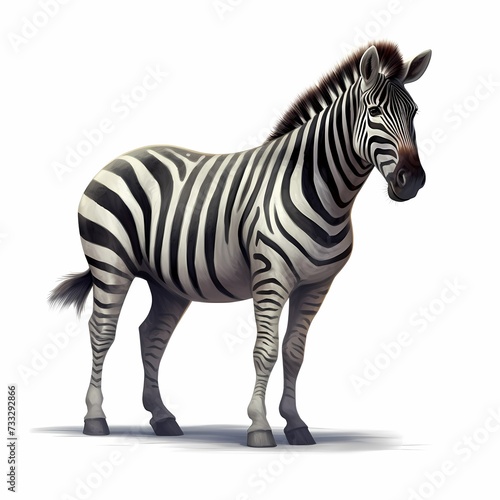 Majestic Zebra Standing Isolated on White Background
