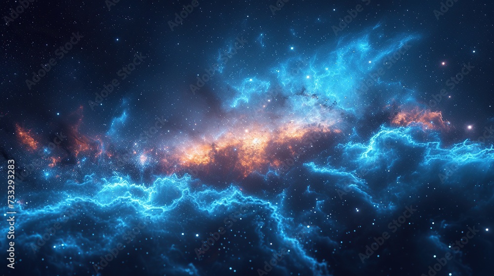 Beauty landscape panoramic blue star dust nebula - obrazy, fototapety, plakaty 