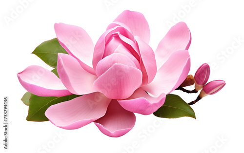 Pink Magnolia Flower Up Close Isolated on Transparent Background PNG.