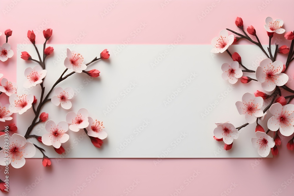 White paper decorated with beautiful flowers White paper decorated with beautiful flowers