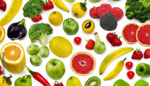 A variety of fruits and vegetables are displayed in a collage