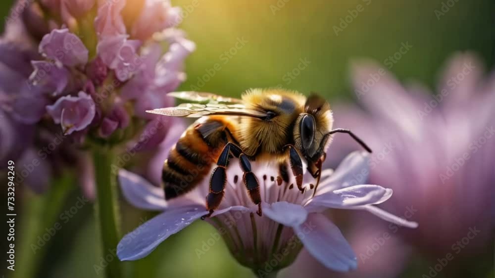 bee on a beautiful flower macro outdoors bee on a beautiful flower macro outdoors