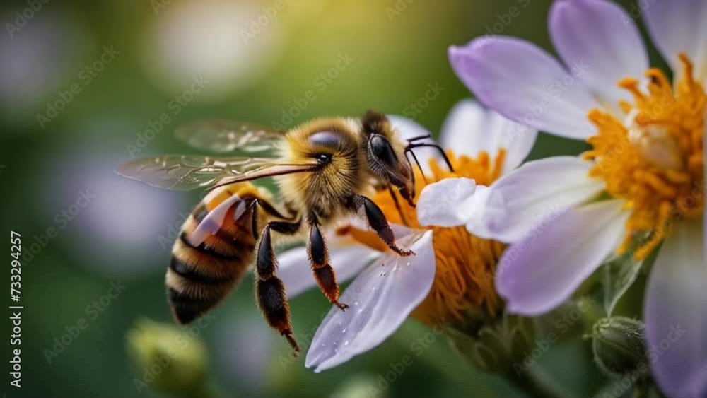 bee on a beautiful flower macro outdoors bee on a beautiful flower macro outdoors