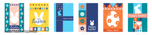 Easter Celebration Cards. Set of  Postcards with Decorated Eggs.Cards Easter.Easter Greeting Cards Featuring Colorful Eggs. Vector Collection