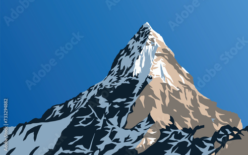 Mountain vector illustration, Himalayas mountains, beautiful peak, mount Everest 