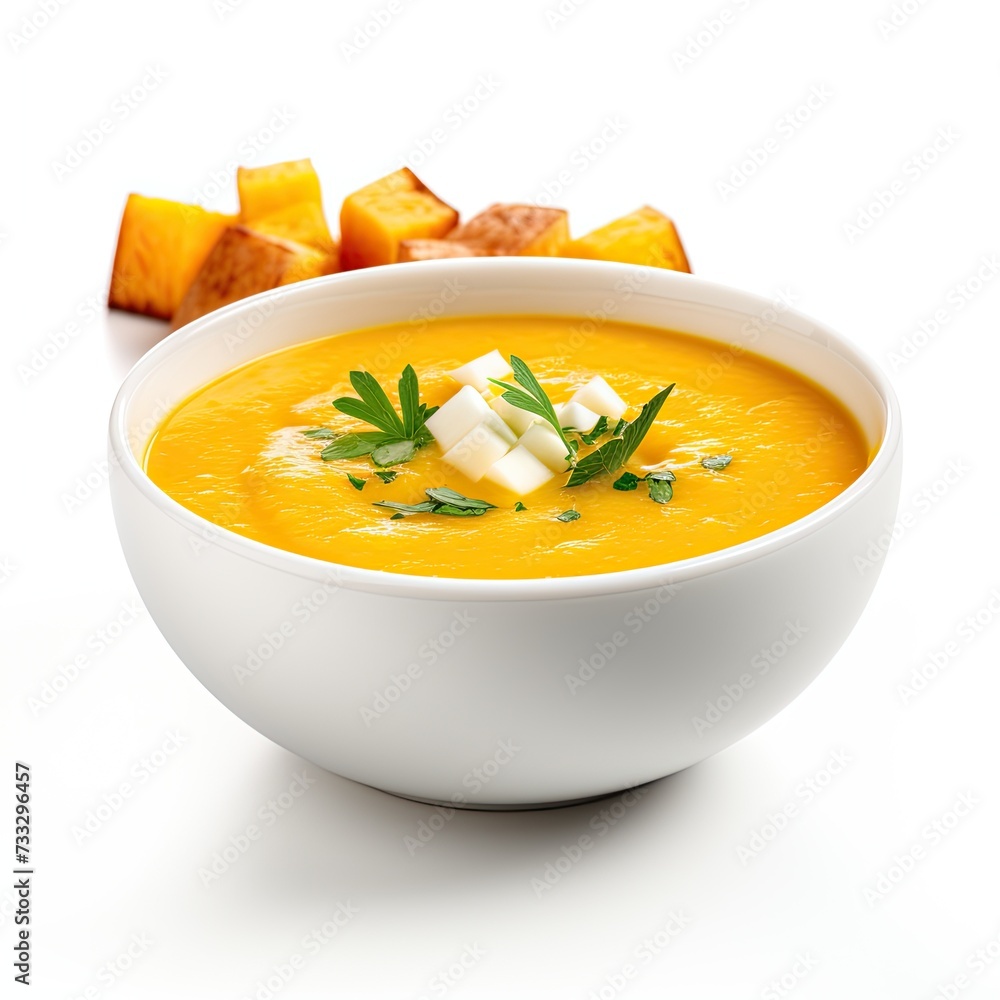 Butternut squash soup closeup Butternut squash soup closeup