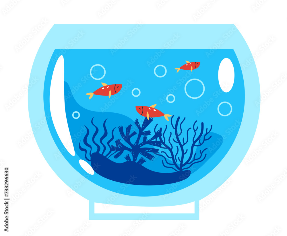 Round aquarium home interior design element concept. Vector flat graphic design illustration Round aquarium home interior design element concept. Vector flat graphic design illustration