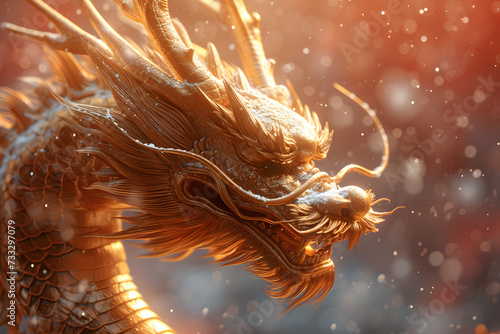 Chinese New Year Concept, The golden dragon is a symbol of good luck and prosperity for the Chinese people © Nongluk