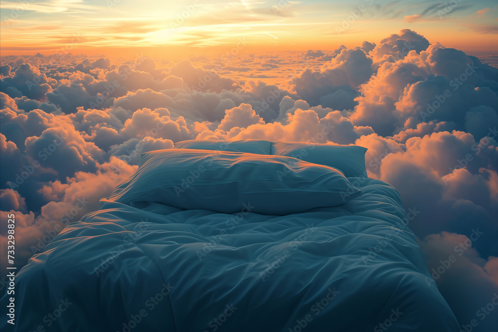 © ink drop - A comfortable cozy bed surrounded by fluffy clouds. perfect relaxing bedtime © ink drop - A comfortable cozy bed surrounded by fluffy clouds. perfect relaxing bedtime