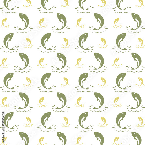 Fish repeating trendy pattern beautiful multicolor vector background