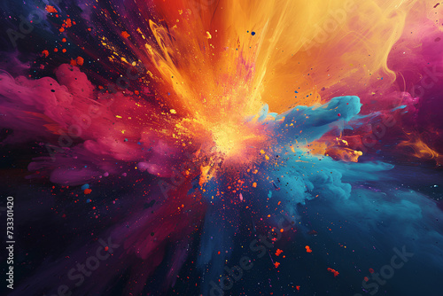  visually stunning abstract representation of a supernova using vibrant colors and dynamic shapes